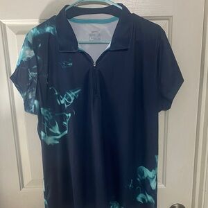 Slazenger Women's Navy and Aqua Golf Shirt